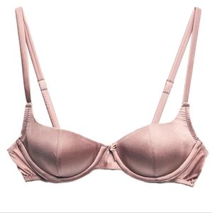 Fleur du mal Satin Luxe Balconette Bra size 34D Tan